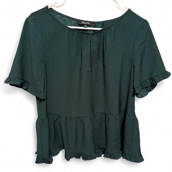 Madewell Smokey Green Stanza Ruffle-Hem Top medium - Picture 7 of 8